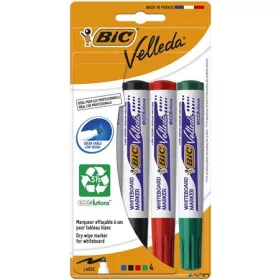  Flipchart- és táblamarker készlet, 1,4 mm, kúpos, BIC' Velleda ecolutions', 4 különböző szín