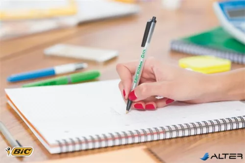 Golyóstoll, 0,32 mm, nyomógombos, BIC "Clic Stic ecolutions", kék