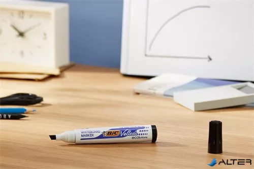 Flipchart- és táblamarker, 1,1-5,6 mm, vágott, BIC 'Velleda ecolutions', fekete