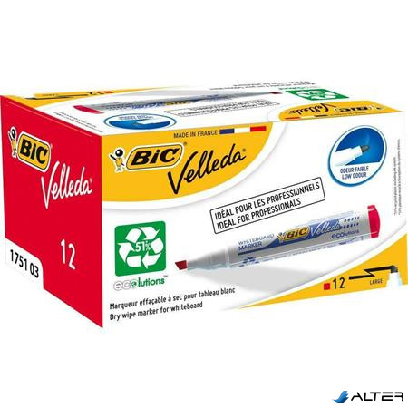 Flipchart- és táblamarker, 1,1-5,6 mm, vágott, BIC "Velleda ecolutions", piros