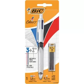   Golyóstoll, háromszínű, nyomósirónnal egyben, BIC '4 Colours' + grafitbél