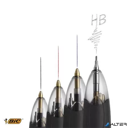 Golyóstoll, háromszínű, nyomósirónnal egyben, BIC "4 Colours" + grafitbél