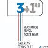 Golyóstoll, háromszínű, nyomósirónnal egyben, BIC '4 Colours' + grafitbél