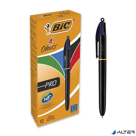 Golyóstoll, 0,32 mm, nyomógombos, négyszínű, BIC "4 Colours Pro"