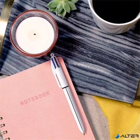 Golyóstoll, 0,32 mm, nyomógombos, négyszínű, BIC '4 Colours Shine'