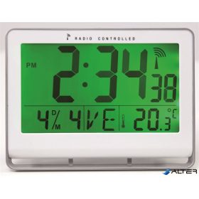   Falióra, rádióvezérlésű, LCD kijelzős, 22x20 cm, ALBA 'Horlcdneo', ezüst