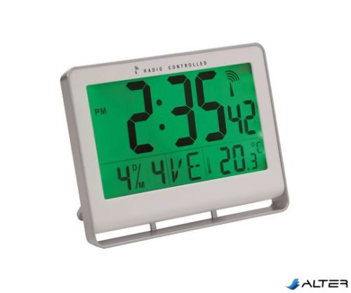 Falióra, rádióvezérlésű, LCD kijelzős, 22x20 cm, ALBA 'Horlcdneo', ezüst