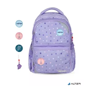   Iskolatáska, cipzáras, BELMIL 'Maxi Pack Purple Dots', lila pöttyös
