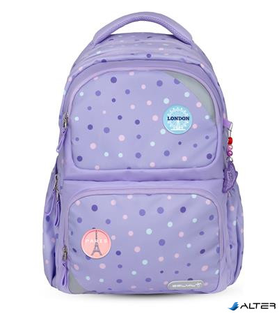 Iskolatáska, cipzáras, BELMIL 'Maxi Pack Purple Dots', lila pöttyös