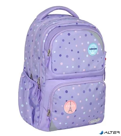 Iskolatáska, cipzáras, BELMIL 'Maxi Pack Purple Dots', lila pöttyös