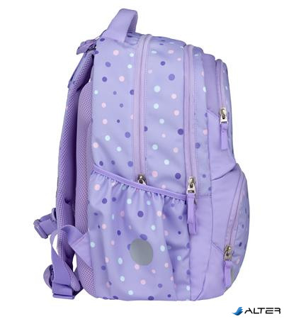 Iskolatáska, cipzáras, BELMIL 'Maxi Pack Purple Dots', lila pöttyös