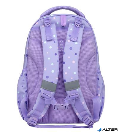 Iskolatáska, cipzáras, BELMIL 'Maxi Pack Purple Dots', lila pöttyös