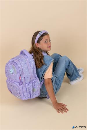 Iskolatáska, cipzáras, BELMIL 'Maxi Pack Purple Dots', lila pöttyös