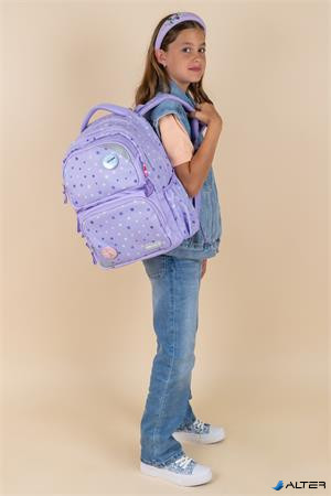 Iskolatáska, cipzáras, BELMIL 'Maxi Pack Purple Dots', lila pöttyös