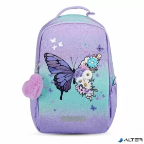   Iskolatáska, cipzáras, laptoptartóval, BELMIL "Companion Serenity", lila, pillangó