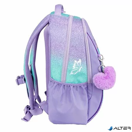Iskolatáska, cipzáras, laptoptartóval, BELMIL 'Companion Serenity', lila, pillangó