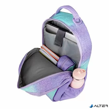 Iskolatáska, cipzáras, laptoptartóval, BELMIL 'Companion Serenity', lila, pillangó