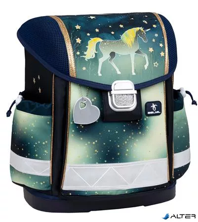 Iskolatáska, fémcsat, BELMIL "Classy Sparkling Unicorn", unikornis