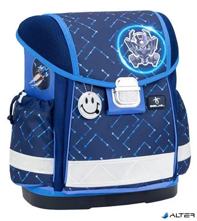 Iskolatáska, fémcsat, BELMIL 'Classy Navy Blue Tech', robot