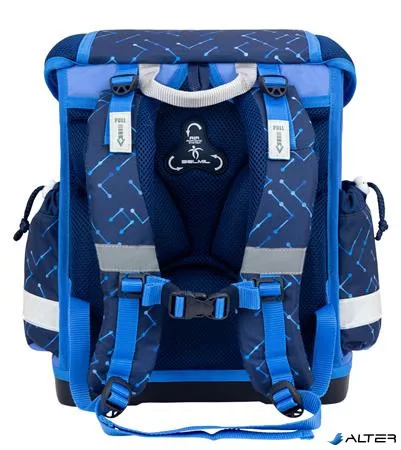 Iskolatáska, fémcsat, BELMIL 'Classy Navy Blue Tech', robot