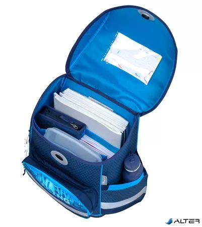 Iskolatáska, mágneszárral, BELMIL 'Compact Racing Blue Neon', versenyautó