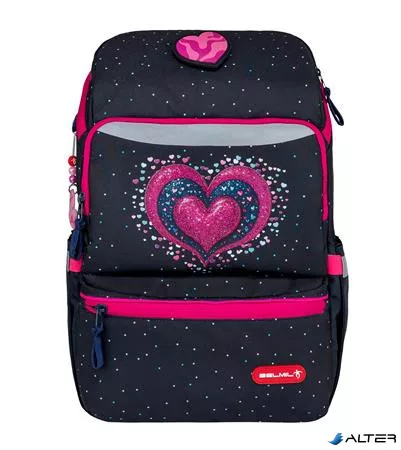 Iskolatáska, cipzáras, BELMIL 'Zippy Pinky', pink szív