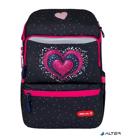 Iskolatáska, cipzáras, BELMIL 'Zippy Pinky', pink szív