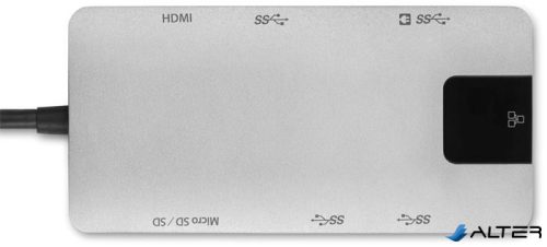 Dokkoló, 8 port, USB-C, KENSINGTON 'UH1400P'