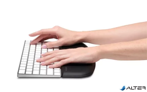 Csuklótámasz billentyűzethez, géltöltésű, alacsony profil, kisméretű, KENSINGTON "ErgoSoft™", fekete