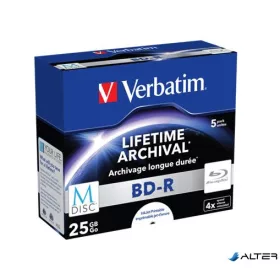   BD-R BluRay lemez, archiváló, nyomtatható, M-DISC, 25GB, 4x, 1 db, normál tok, VERBATIM