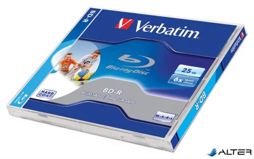 BD-R BluRay lemez, nyomtatható, 25GB, 6x, 1 db, normál tok, VERBATIM
