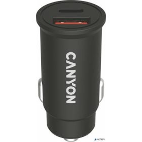   Autós töltő, USB-C/USB-A, QC 3.0 18W, PD 30W, CANYON "C-20B03"