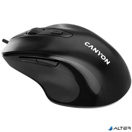 Egér, vezetékes, optikai, USB, CANYON 'M-6', fekete