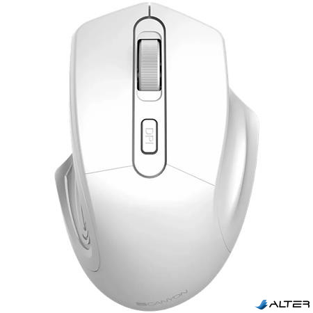 Egér, vezeték nélküli, optikai, PIXART senzoros, CANYON "MW-15", gyöngyház fehér