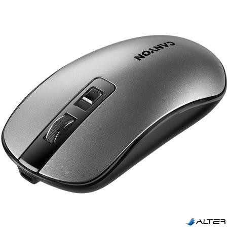 Egér, vezeték nélküli, optikai, tölthető, CANYON "MW-18", grafitszürke