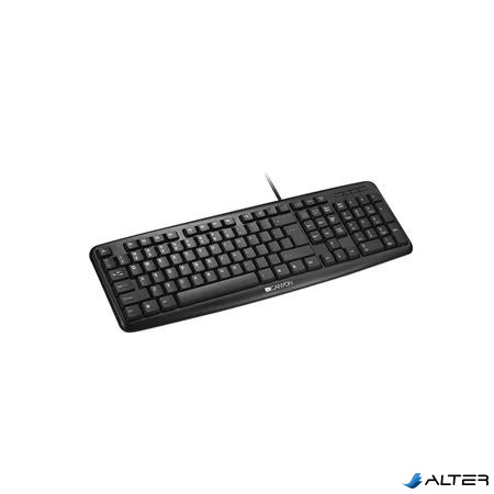 Billentyűzet, vezetékes, USB, HUN, CANYON "KB-1", fekete