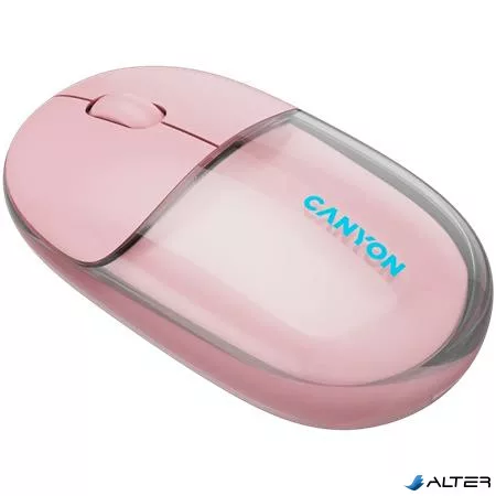 Egér, vezeték nélküli, dual-mode kapcsolat, optikai, CANYON "OnClick 24", rózsaszín