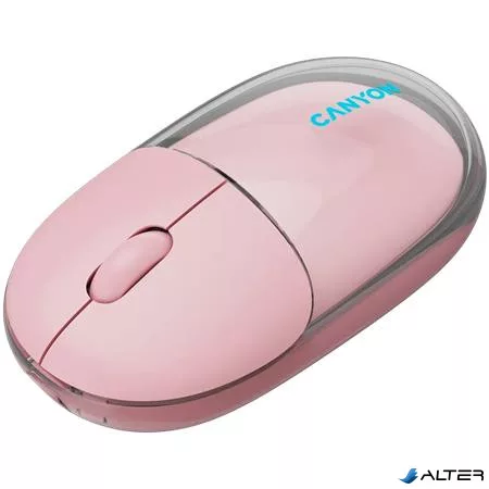 Egér, vezeték nélküli, dual-mode kapcsolat, optikai, CANYON "OnClick 24", rózsaszín