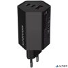 Hálózati töltő, 1xUSB-A, 2xUSB-C, 65W, CANYON "Hexagon 65", fekete