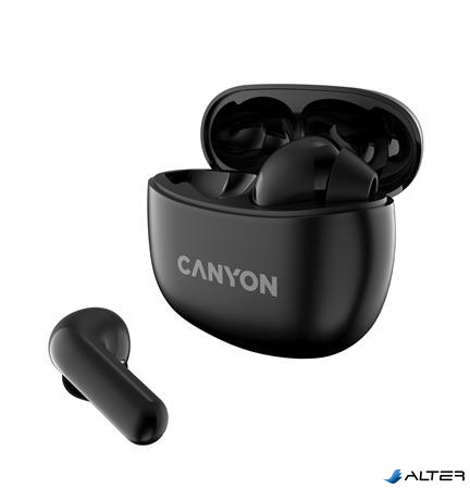 Fülhallgató, TWS vezeték nélküli, Bluetooth 5.3, CANYON "TWS-5", fekete