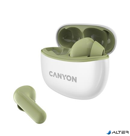 Fülhallgató, TWS vezeték nélküli, Bluetooth 5.3, CANYON 'TWS-5', zöld