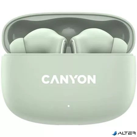 Fülhallgató, TWS vezeték nélküli, Bluetooth 5.4, CANYON "OnGo 9", zsálya