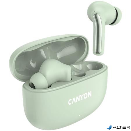 Fülhallgató, TWS vezeték nélküli, Bluetooth 5.4, CANYON "OnGo 9", zsálya