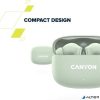 Fülhallgató, TWS vezeték nélküli, Bluetooth 5.4, CANYON "OnGo 9", zsálya