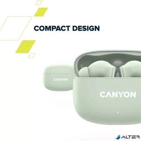 Fülhallgató, TWS vezeték nélküli, Bluetooth 5.4, CANYON "OnGo 9", zsálya