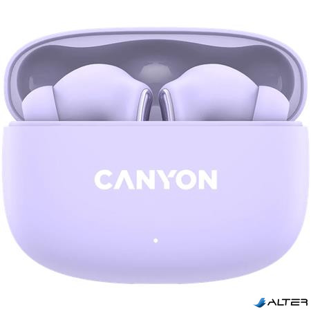 Fülhallgató, TWS vezeték nélküli, Bluetooth 5.4, CANYON "OnGo 9", levendula