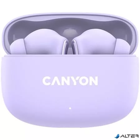 Fülhallgató, TWS vezeték nélküli, Bluetooth 5.4, CANYON "OnGo 9", levendula