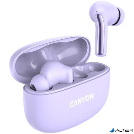 Fülhallgató, TWS vezeték nélküli, Bluetooth 5.4, CANYON "OnGo 9", levendula