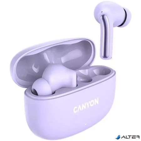 Fülhallgató, TWS vezeték nélküli, Bluetooth 5.4, CANYON "OnGo 9", levendula