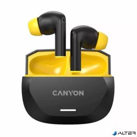   Fülhallgató, TWS vezeték nélküli, Bluetooth 5.4, CANYON 'Hexagon 7', fekete-sárga